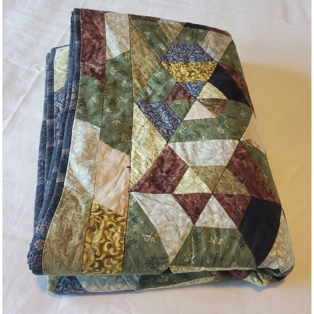 Handmade Reversible Patchwork Quilt Australian Wildlife Koala Emu Earth Tones